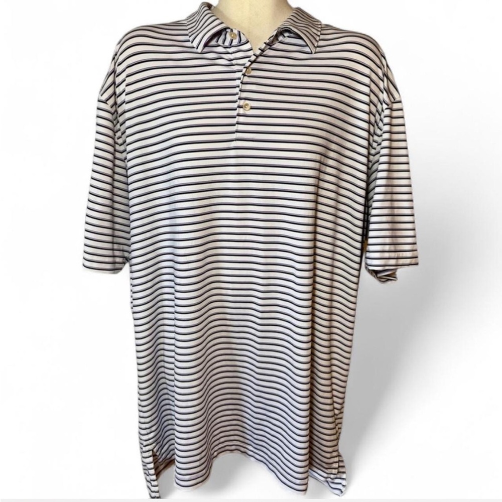 Peter Millar Summer Comfort Striped Polo XXL White Purple Black Performance